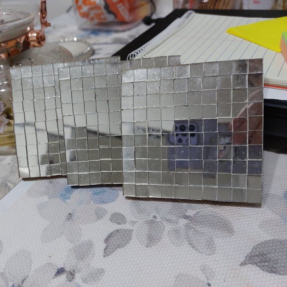 Square Shiny Mirror Coasters  SET OF 4 - Picture 1 of 8